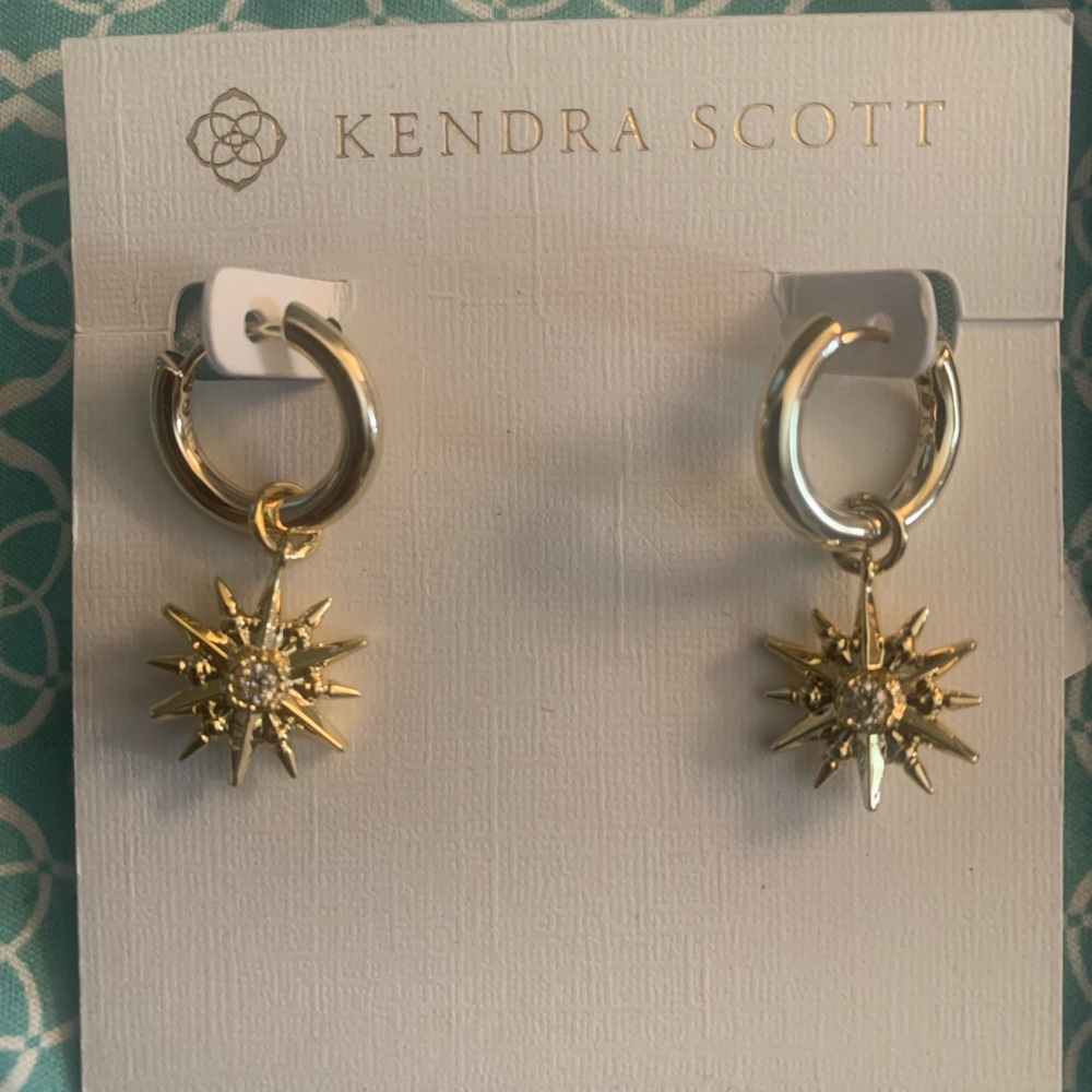 Kendra Scott NWT Gold Starburst Hoop Earrings